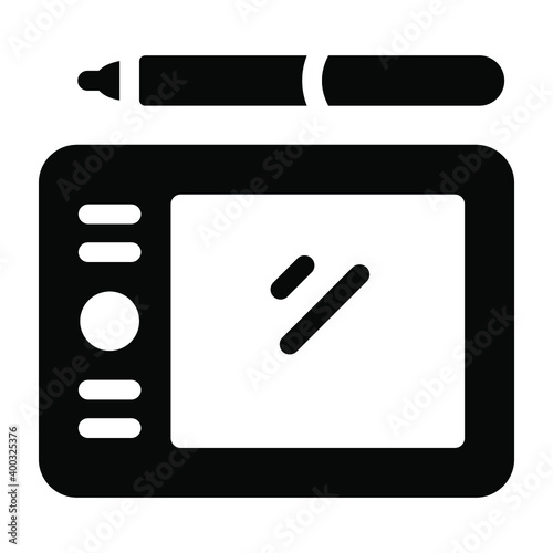 
Digital drawing tablet in glyph icon 
