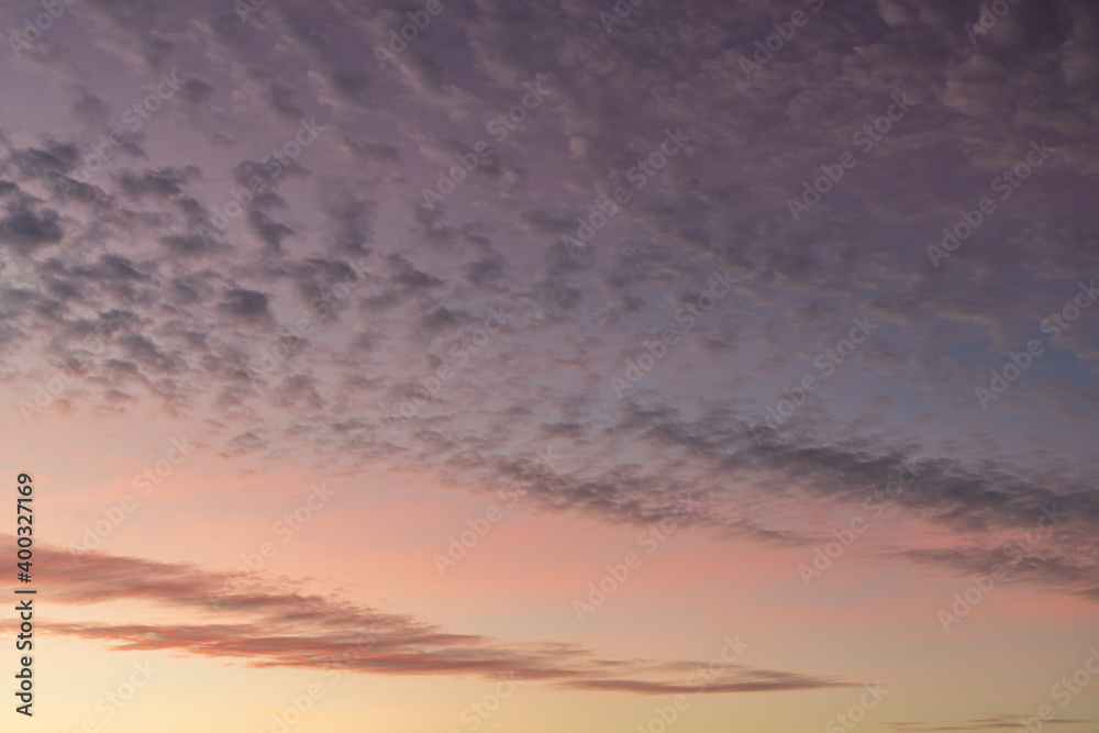 Fototapeta premium Altocumulus clouds in pretty pastels at sunrise