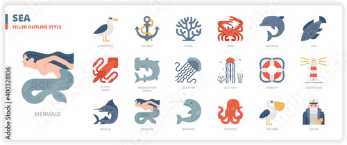 Sea icon set
