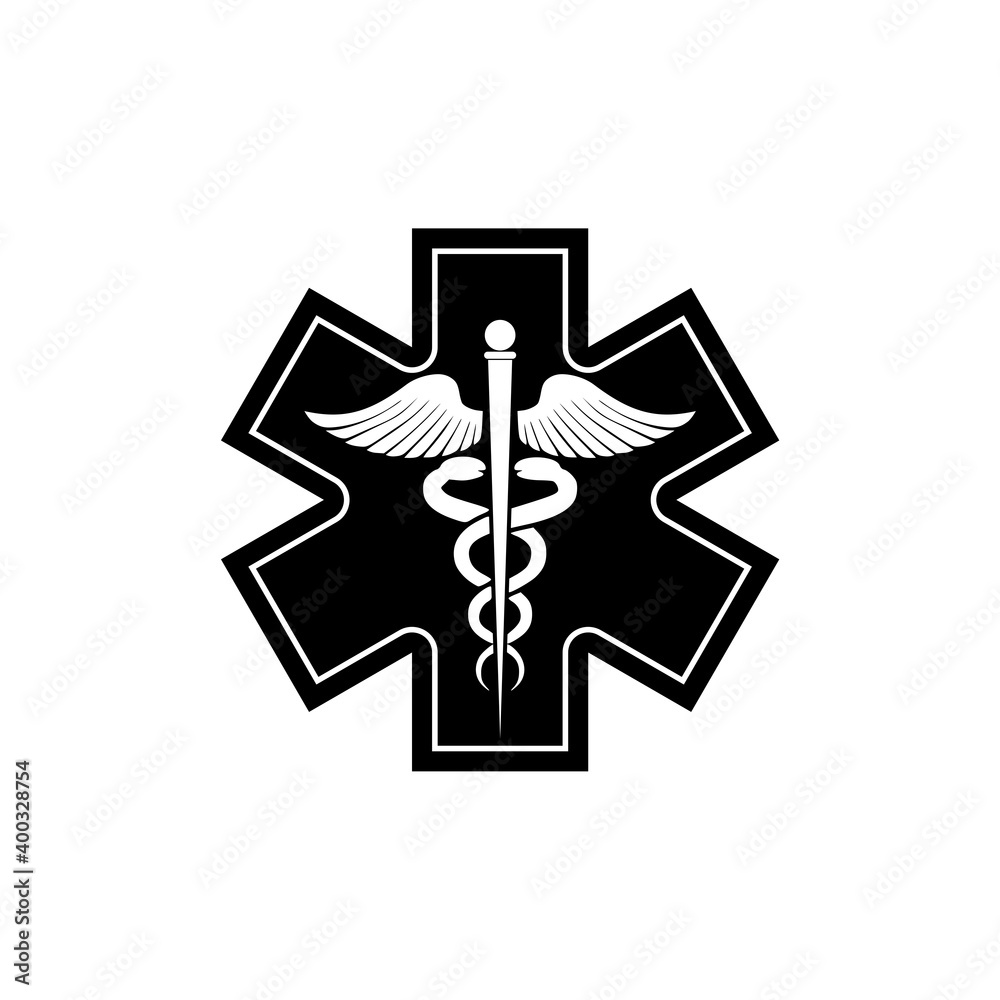 Medical sign with snake. Caduceus icon isolated on white background Medical sign with snake. Caduceus icon isolated on white background