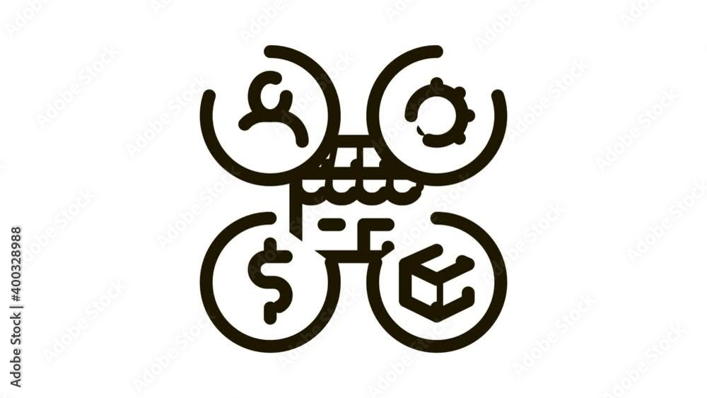 shop manager work and delivery Icon Animation. black shop manager work and delivery animated icon on white background shop manager work and delivery Icon Animation. black shop manager work and delivery animated icon on white background