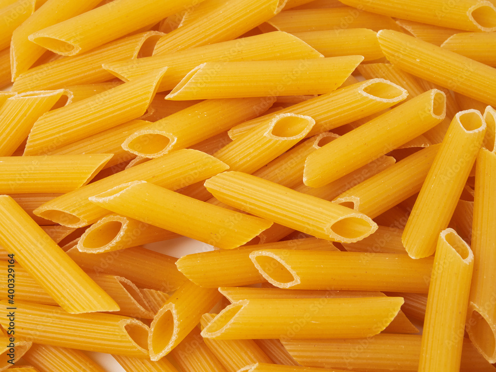 Tortiglioni pasta isolated on white background. Top view Tortiglioni pasta isolated on white background. Top view