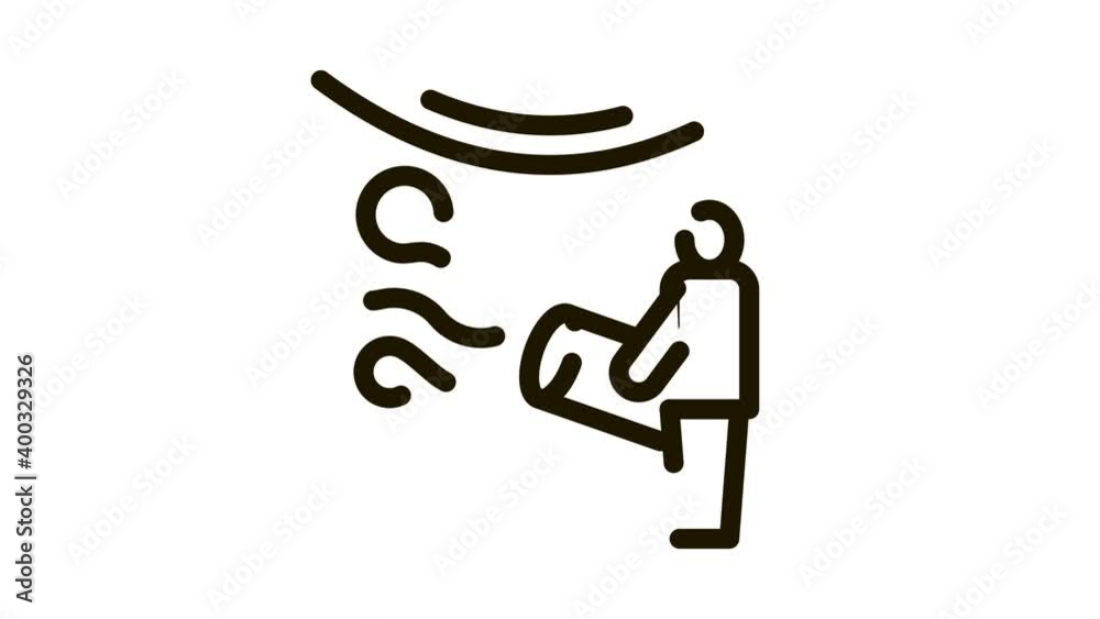 worker heating stretch ceiling with fan Icon Animation. black worker heating stretch ceiling with fan animated icon on white background worker heating stretch ceiling with fan Icon Animation. black worker heating stretch ceiling with fan animated icon on white background