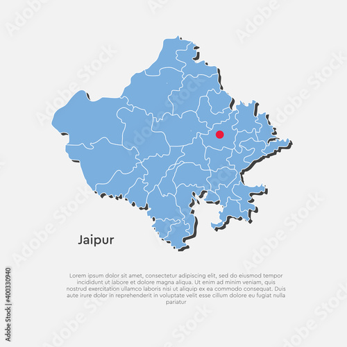 Vector map state Rajasthan, country India template