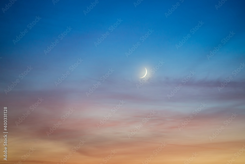 Fototapeta premium Crescent moon on dark sky