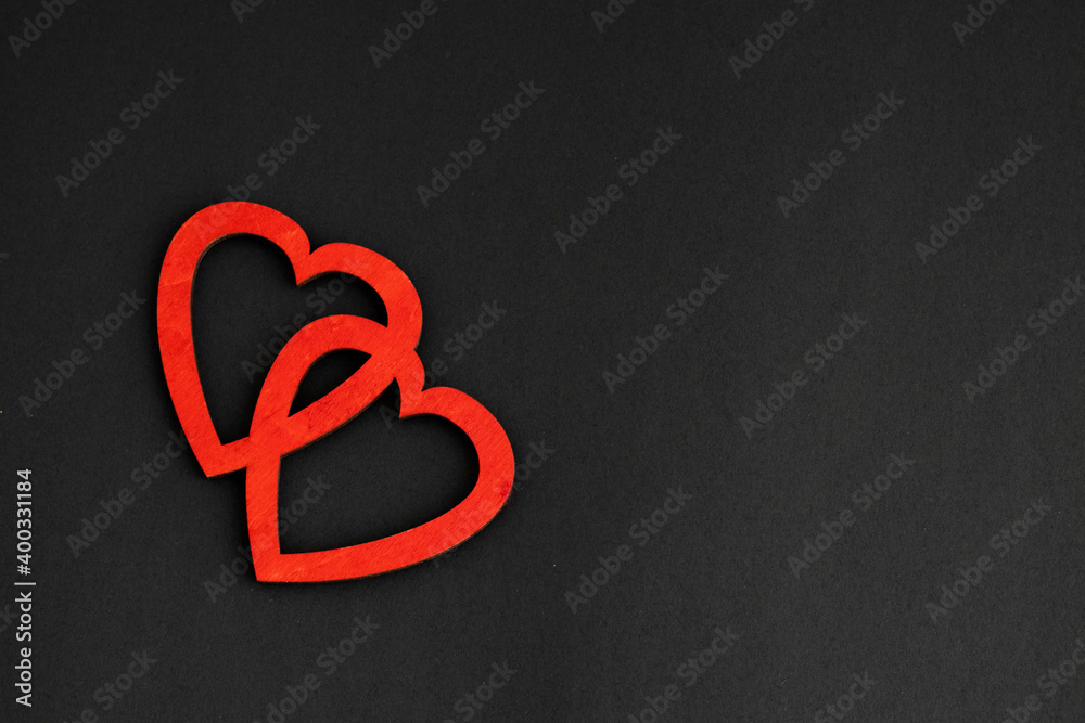 the concept of Valentine's day .heart decorations black background with space for text