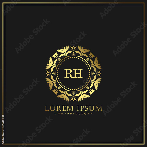 RH Initial Letter Luxury Logo template in vector art for Restaurant, Royalty, Boutique, Cafe, Hotel, Heraldic, Jewelry, Fashion and other vector illustration