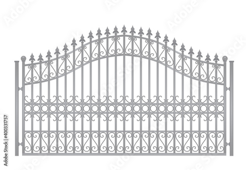 Green steel fence. vector illustration