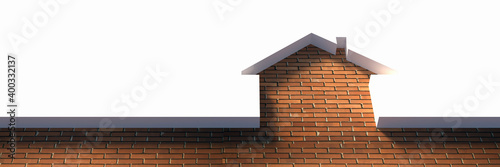 Volumetric white contour of the house on the background of brickwork. Place for your text or photos. 