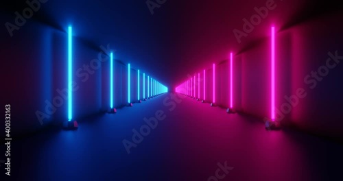 3d rendering neon tunnel loop motion.