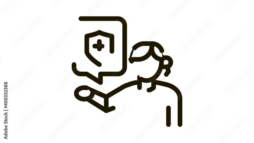human with health insurance Icon Animation. black human with health insurance animated icon on white background human with health insurance Icon Animation. black human with health insurance animated icon on white background