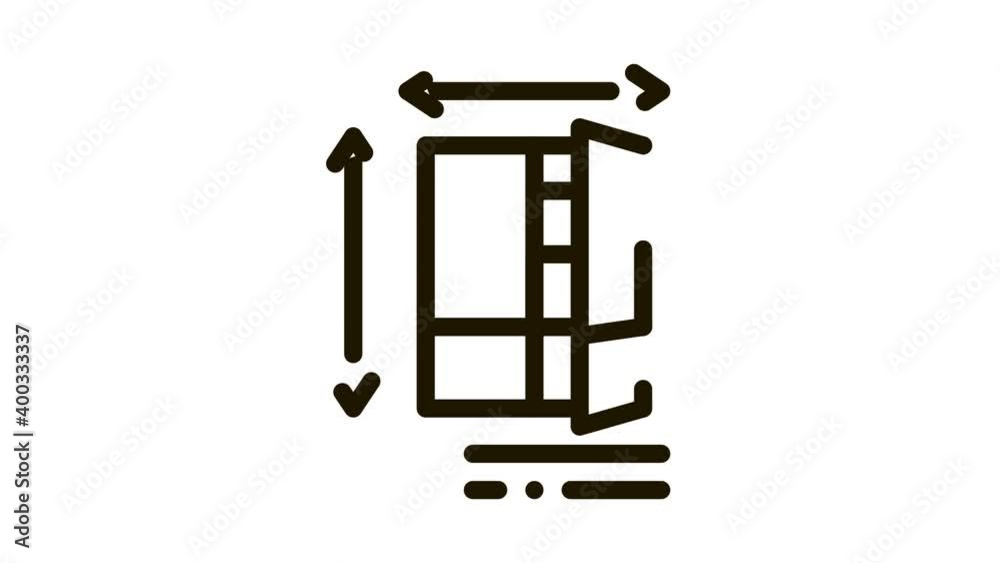 cabinet size Icon Animation. black cabinet size animated icon on white background cabinet size Icon Animation. black cabinet size animated icon on white background