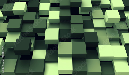 green cubes at different levels as background and texture