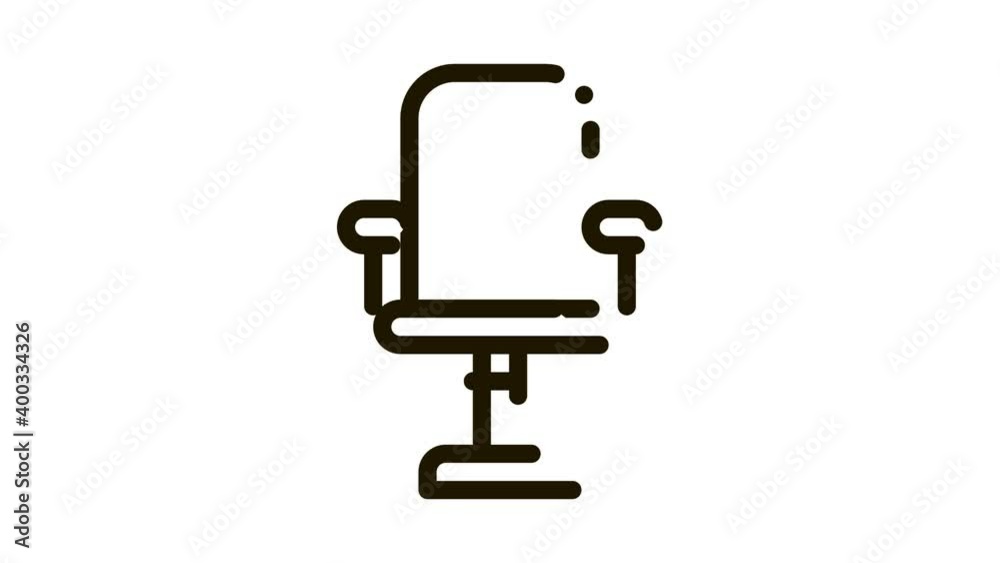 office chair Icon Animation. black office chair animated icon on white background