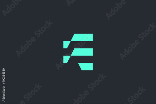 Minimal Modern Abstract Letter E Dark Background Logo Template