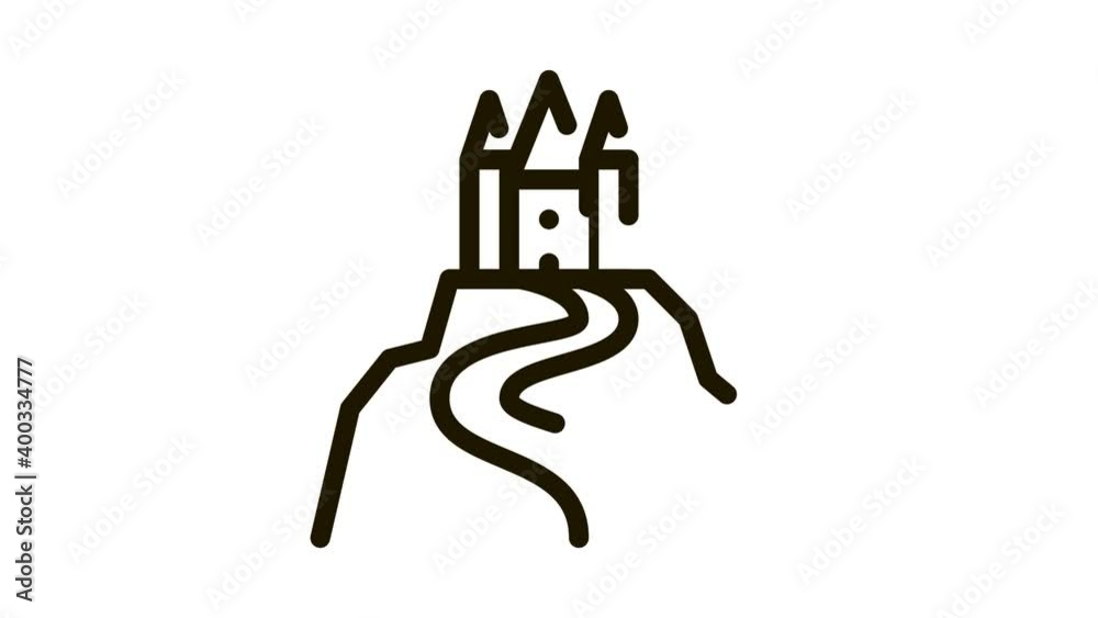 castle on hill Icon Animation. black castle on hill animated icon on white background castle on hill Icon Animation. black castle on hill animated icon on white background