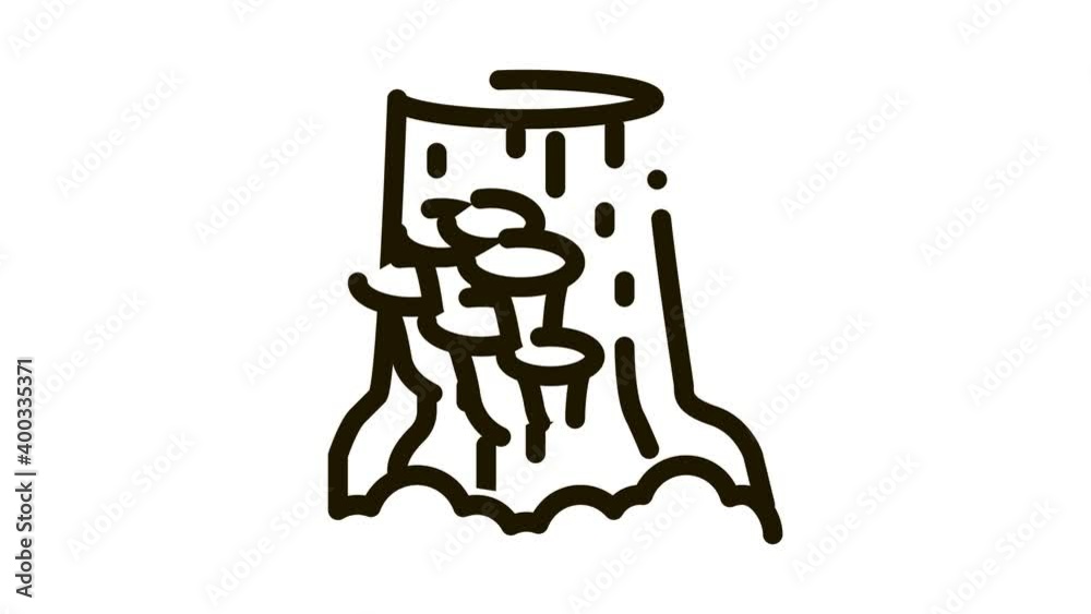 mushroom growing on stump Icon Animation. black mushroom growing on stump animated icon on white background mushroom growing on stump Icon Animation. black mushroom growing on stump animated icon on white background