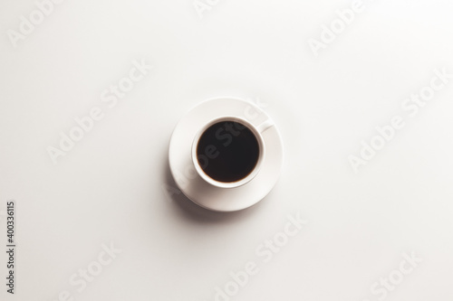 espresso coffee on a white background in a white cup. Isolated.