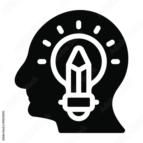 
Creative mind in editable glyph icon 
