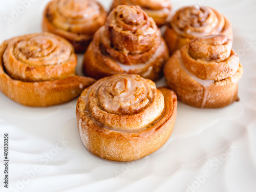 Fresh homemade cinnamon rolls made for breakfast