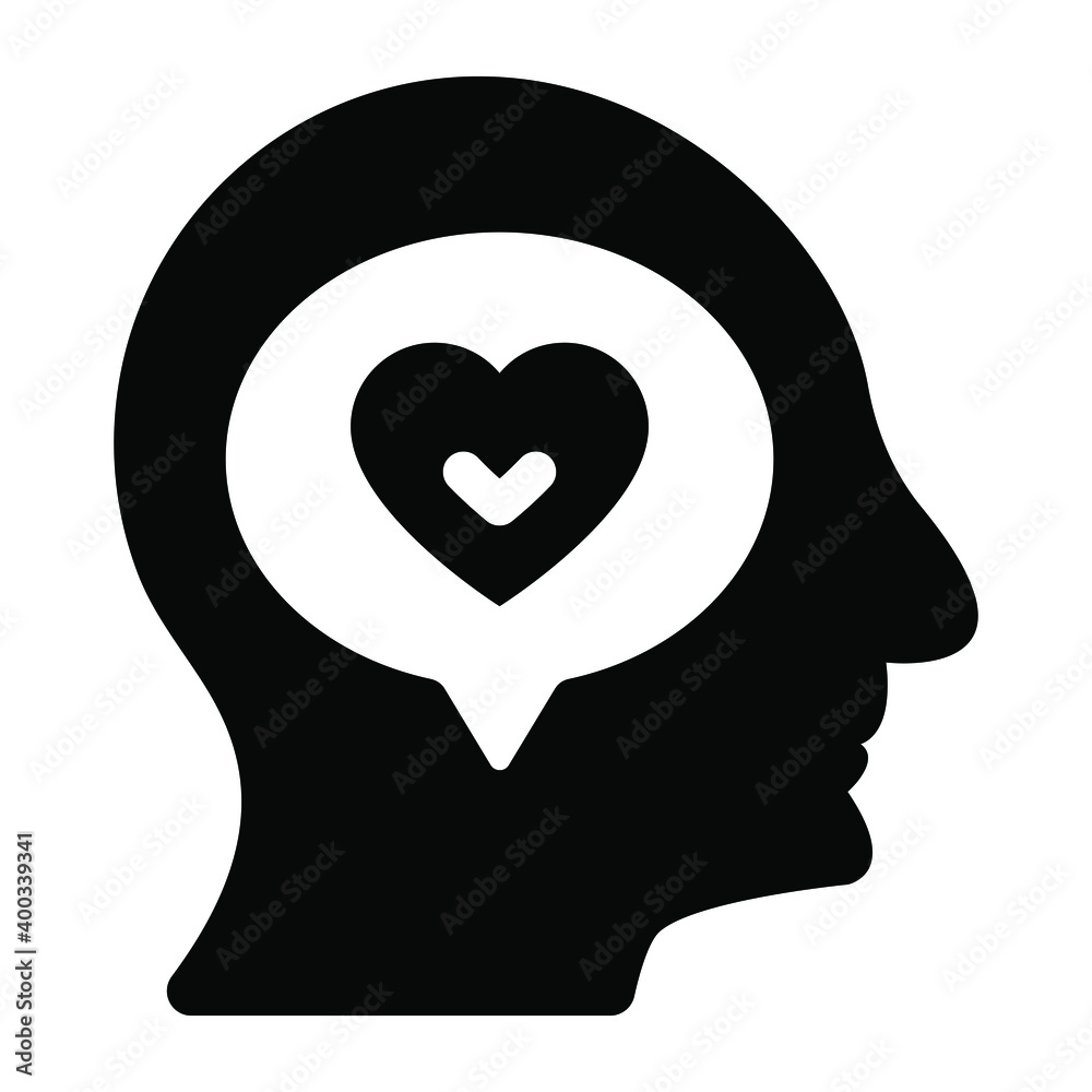 Heart inside brain, healthy thoughts solid icon
Heart inside brain, healthy thoughts solid icon