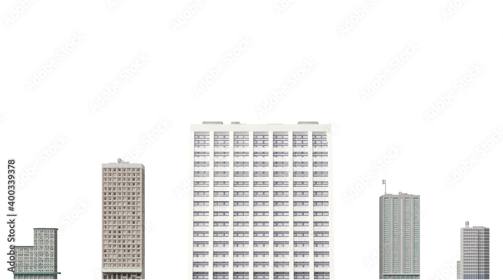 Modern buildings isolated on white background 3d illustration
