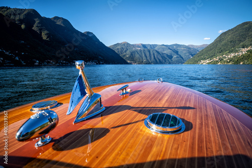 Fotografiet speedboat on the italian Como lake - vintage boat