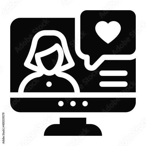 
An online chat review, glyph icon in editable design

