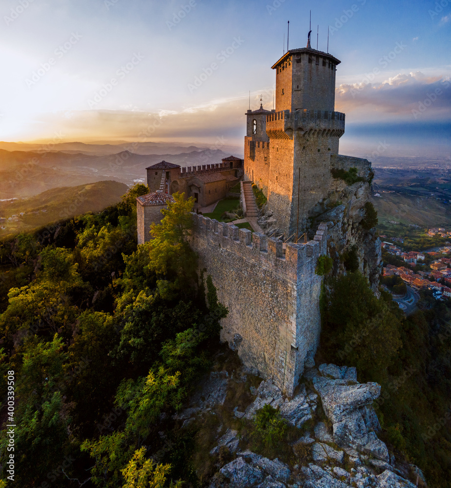 San Marino Castle - In Italy - Drone View