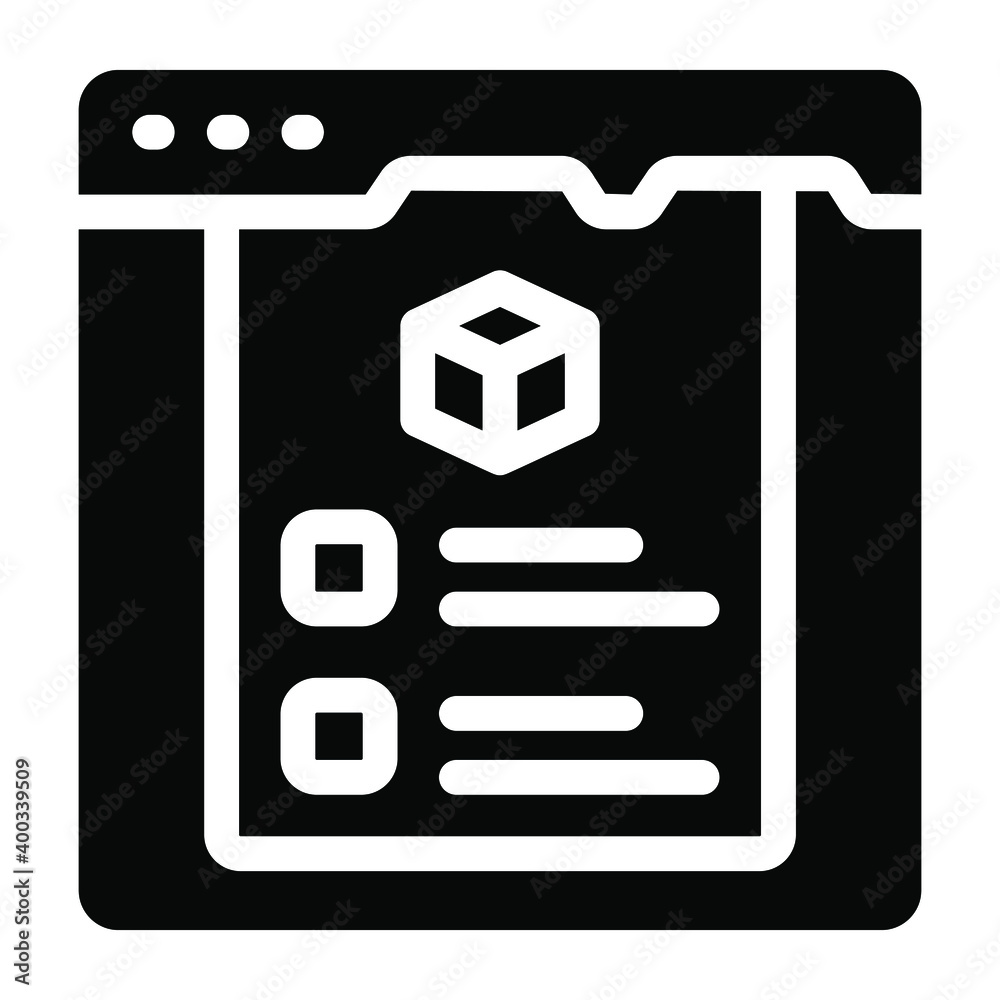 3d cube inside webpage, solid icon of web model
3d cube inside webpage, solid icon of web model