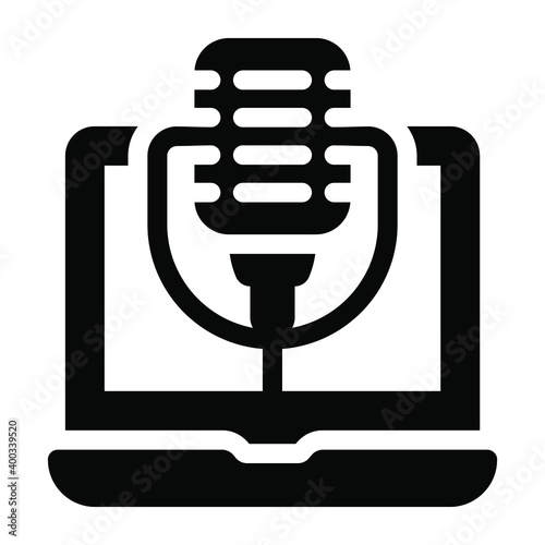 
Mic inside laptop, online microphone solid icon
