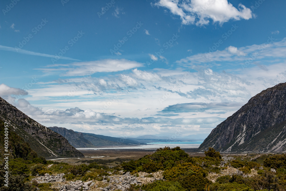 Fototapeta premium landscape of a valley with a lake