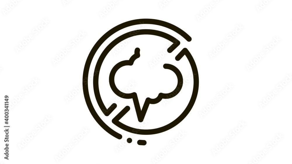 cloud smog crossed out animated icon on white background cloud smog crossed out animated icon on white background