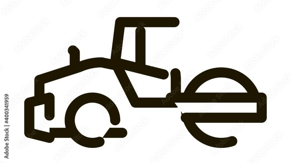 road repair pavering tractor Icon Animation. black road repair pavering tractor animated icon on white background road repair pavering tractor Icon Animation. black road repair pavering tractor animated icon on white background