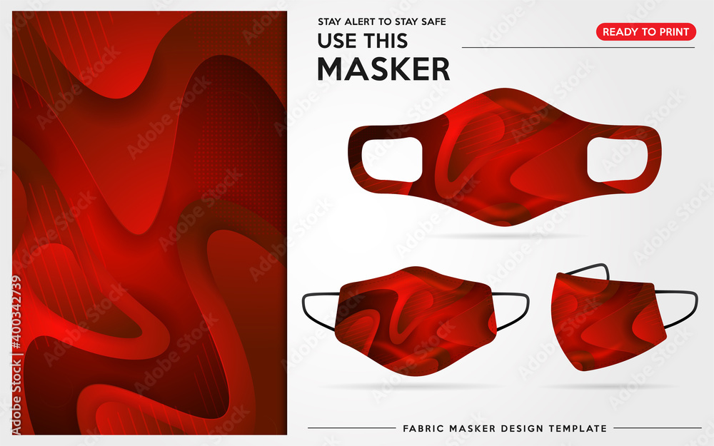Modern Face Mask Design Template With Abstract and Colorful Pattern. Stunning Design with Fully Editable (Color Change, Added Logo or Text, Size and Position Adjustments). Vector Graphic Illustration.