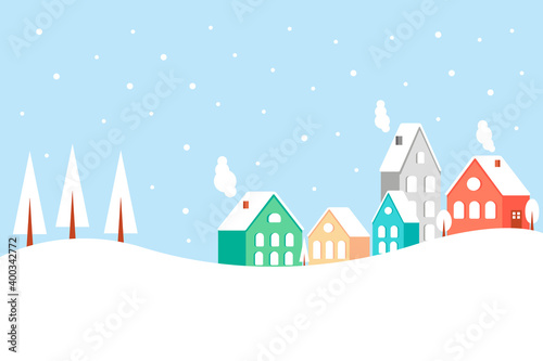 Christmas background illustration. New Year's landscape. illustration in a flat style.