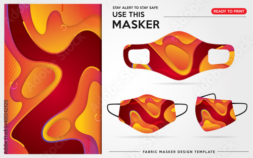 Modern Face Mask Design Template With Abstract and Colorful Pattern. Stunning Design with Fully Editable (Color Change, Added Logo or Text, Size and Position Adjustments). Vector Graphic Illustration.