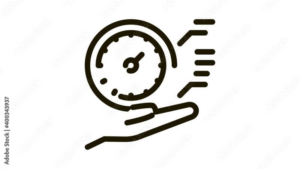 time holding hand Icon Animation. black time holding hand animated icon on white background