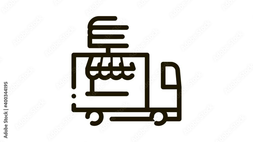 fast food truck Icon Animation. black fast food truck animated icon on white background fast food truck Icon Animation. black fast food truck animated icon on white background