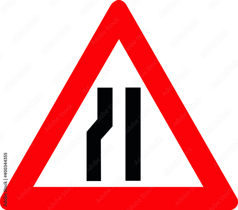 Left Narrowing Traffic Sign Left Narrowing Traffic Sign