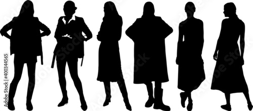 Vector silhouette of ladies long dress, front view perfect to include in your architecture projects, renders, sketches or plans.
