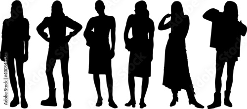 High quality. Vector silhouette of ladies, front view perfect to include in your architecture projects, renders, sketches or plans.