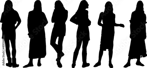 Vector silhouette of ladies, front view perfect to include in your architecture projects, renders, sketches or plans.