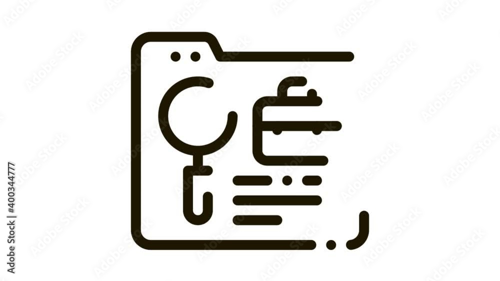 folder research business case Icon Animation. black folder research business case animated icon on white background