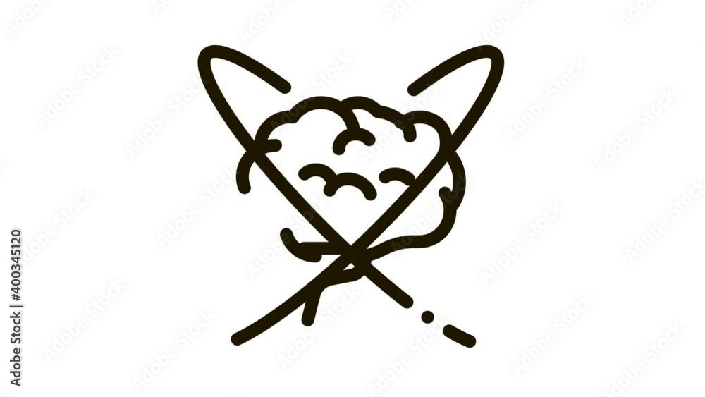 brain in center of atom Icon Animation. black brain in center of atom animated icon on white background brain in center of atom Icon Animation. black brain in center of atom animated icon on white background