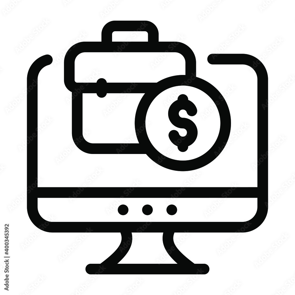 A concept of online business in solid icon with portfolio and dollar in monitor
A concept of online business in solid icon with portfolio and dollar in monitor