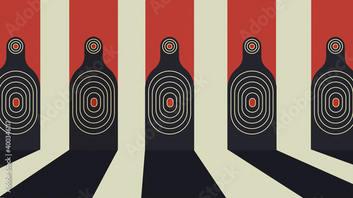 Flat abstract illustration of targets with dash markings in shooting gallery