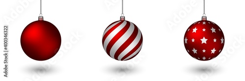 Christmas ball isolated on white background. Christmas tree toy. Red Christmas ball