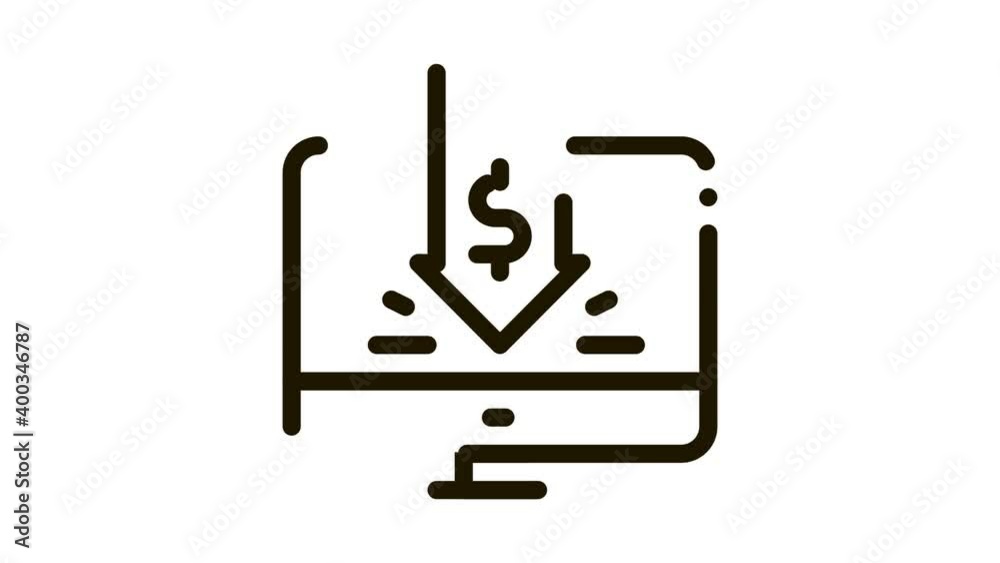 dropped cash investment in computer Icon Animation. black dropped cash investment in computer animated icon on white background dropped cash investment in computer Icon Animation. black dropped cash investment in computer animated icon on white background