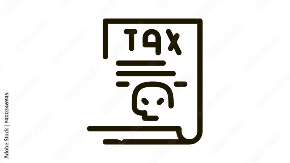 tax document Icon Animation. black tax document animated icon on white background tax document Icon Animation. black tax document animated icon on white background